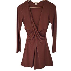 Forever 21 Contemporary Side Open Dress Juniors Size L Brown Club Party